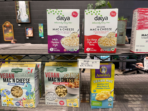 V Go's offers a variety of boxed vegan macaroni and cheese.